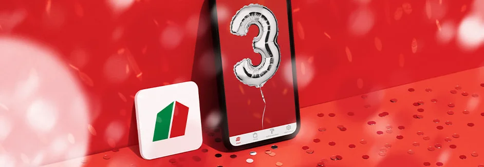 Silberne Zahl 3 auf Smartphone-Display